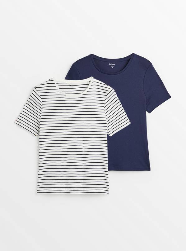 Navy & Striped Slim Fit T-Shirts 2 Pack 24